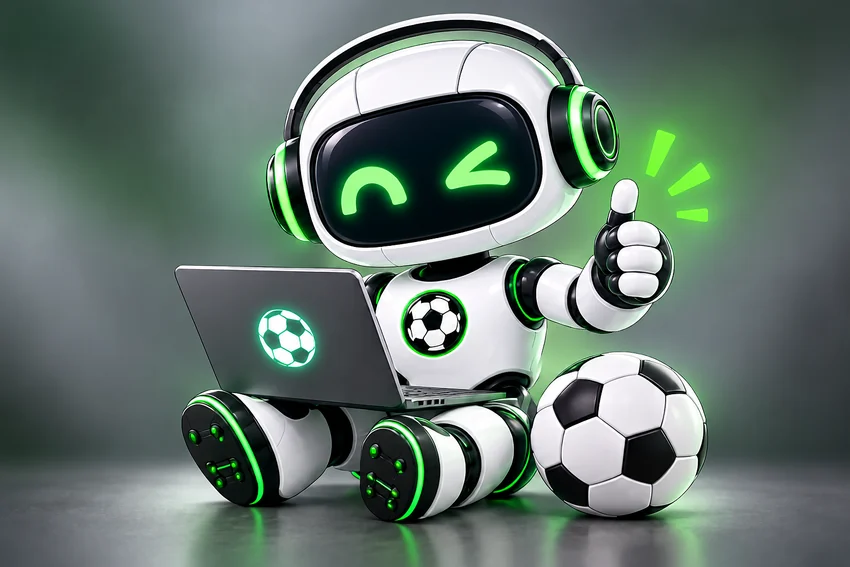 หุ่นยนต์ผู้ช่วย AI Football พร้อมคอมพิวเตอร์และลูกฟุตบอล